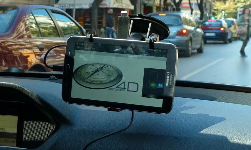 compass 4d tablet in car dashboard